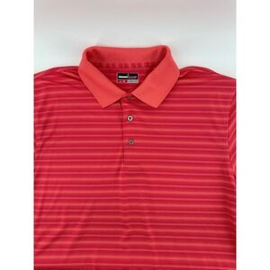 Grand Slam Polo Shirt Mens Large Red Striped Performance Golf Short‎ Sleeve